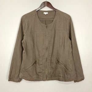 Garnet Hill Quilted Linen Jacket Zip Up Lagenlook